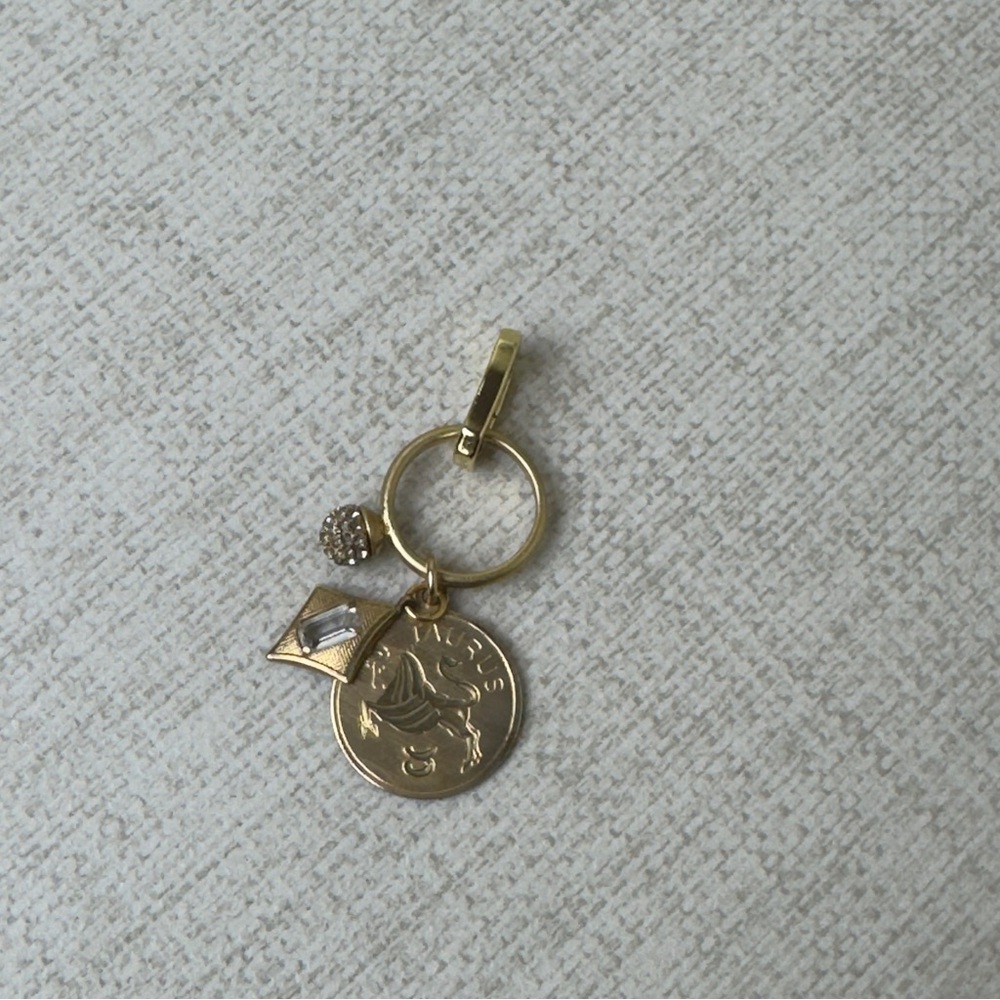 Vintage Upcycled Gold Tone Taurus April Birthstone Pendant